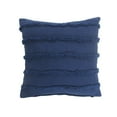 thumbnail image 1 of Ox Bay Sindy 20" x 20" Navy Blue Shag Striped Cotton Adult Decorative Throw Pillow Cover, 1 of 8