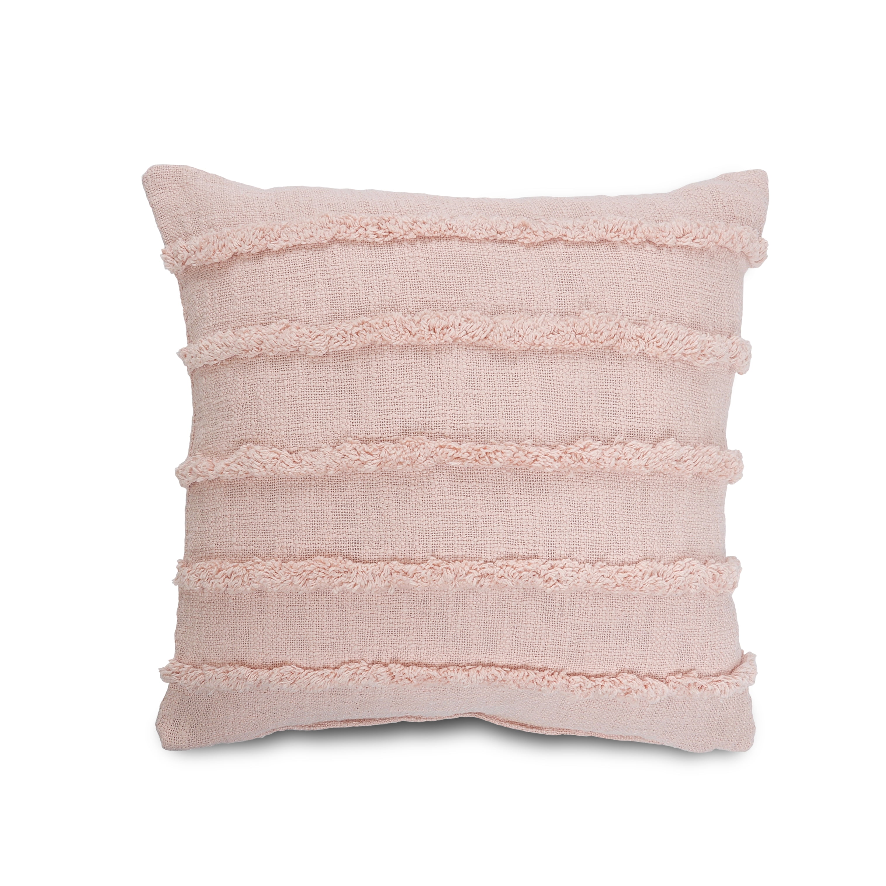 Ox Bay Sindy 20" x 20" Pink Shag Striped Cotton Adult Decorative Throw Pillow Cover