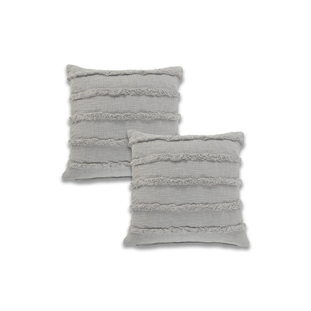 LR Home Rory Cotton Pillow Set of 2 in Gray, 20" x 20"