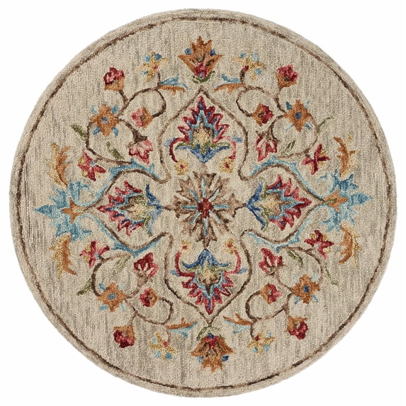 Ox Bay Talia 6' Round Beige Medallion Wool Indoor Area Rug