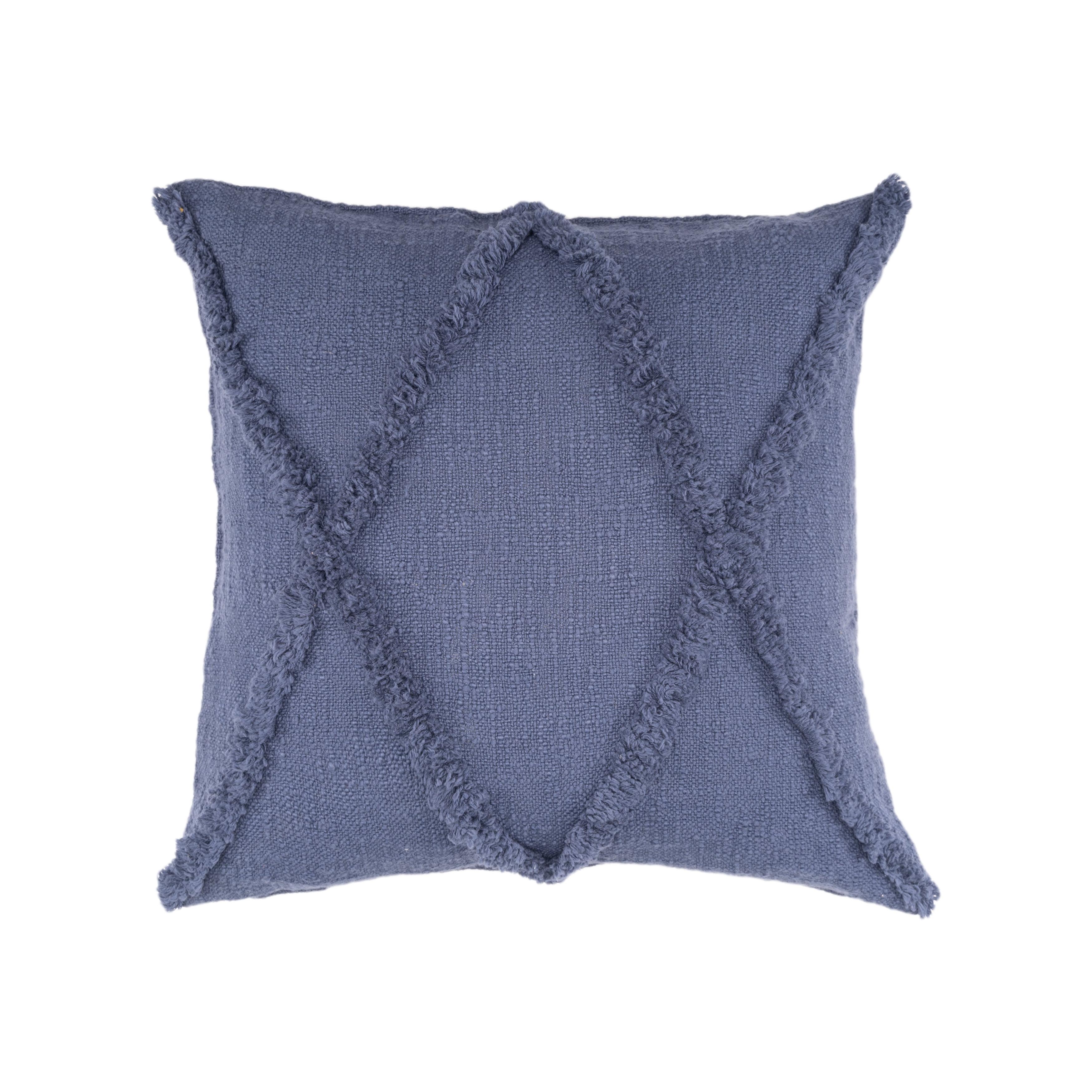 Ox Bay Sara 18" x 18" Denim Shag Diamond Cotton Adult Decorative Throw Pillow