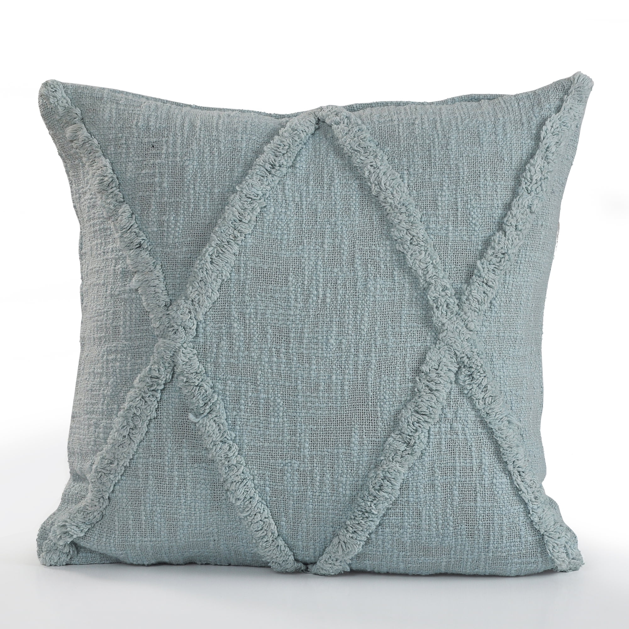 Gray Diamond Tufted Cotton Square Throw Pillow, 18"