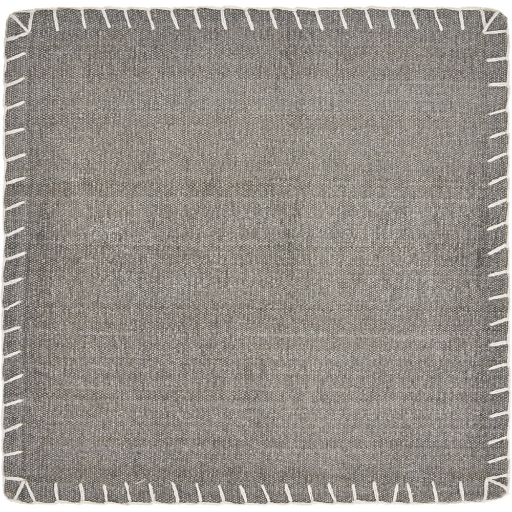 Ox Bay Solid Gray Embroidered Edge 15 inch Square Placemats ( Combo Set