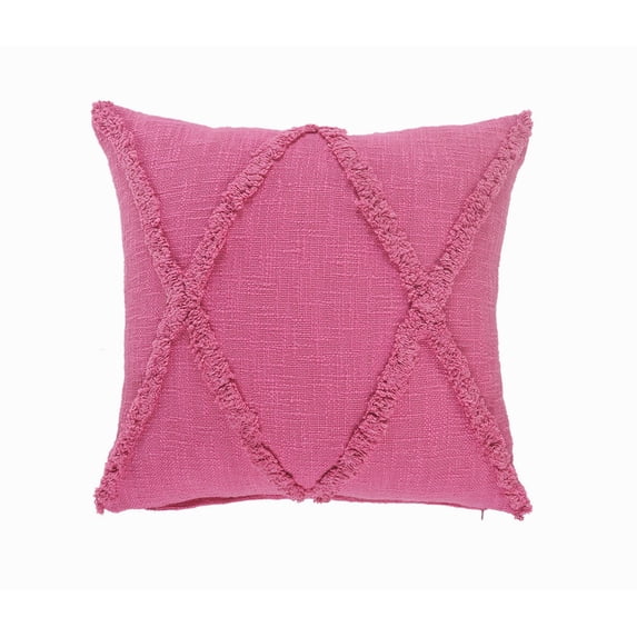 Ox Bay Solid Pink Diamond 18 in. Tufted Throw Pillow