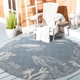 thumbnail image 1 of Ox Bay Sophie 5'3" Round Aqua Sea Turtle Coral Reef Indoor/Outdoor Area Rug, 1 of 7