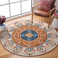 thumbnail image 1 of Ox Bay Talia 4' Round Orange/Cream Floral Wool Indoor Area Rug, 1 of 7