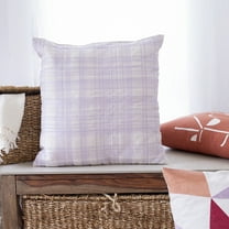 Ox Bay Stacy Garcia 24" x 24" Ivory/Lilac Embroidered Plaid Adult Decorative Throw Pillow Cover