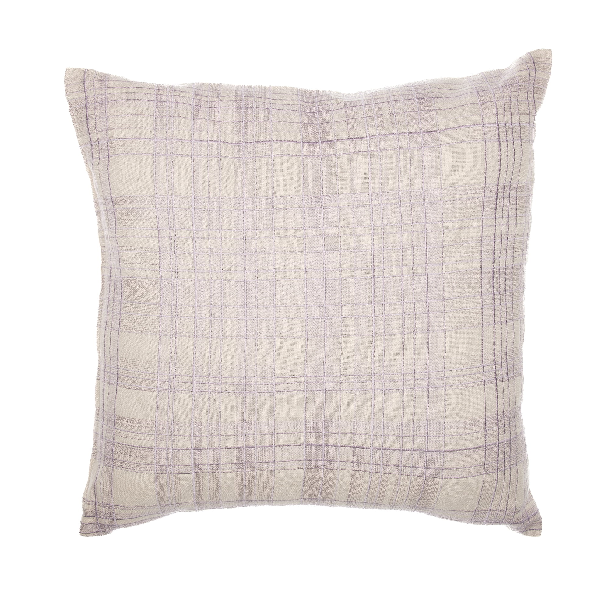 Ox Bay Stacy Garcia 24" x 24" Ivory/Lilac Embroidered Plaid Adult Decorative Throw Pillow