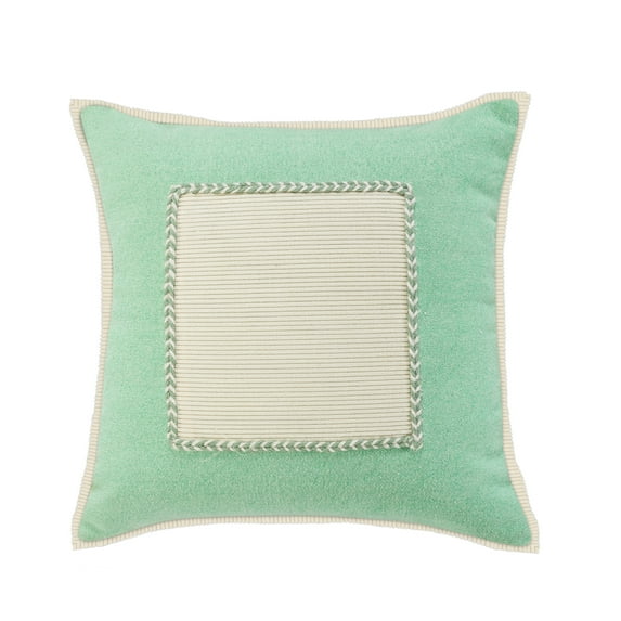 Ox Bay Stella 20" x 20" Green/Cream Bordered Cotton Adult Decorative Throw Pillow