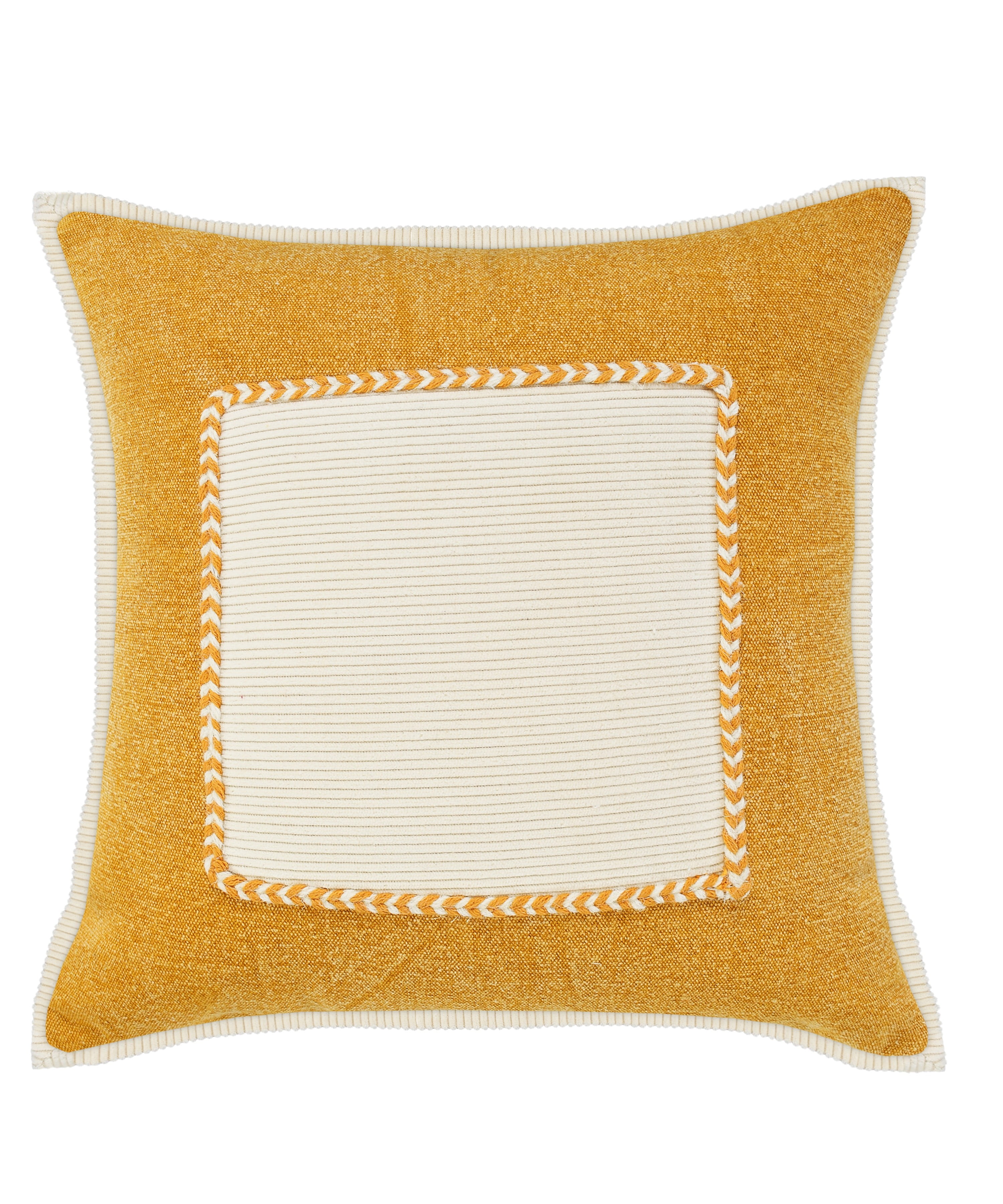 Ox Bay Stella 20" x 20" Yellow/Cream Bordered Cotton Adult Decorative Throw Pillow