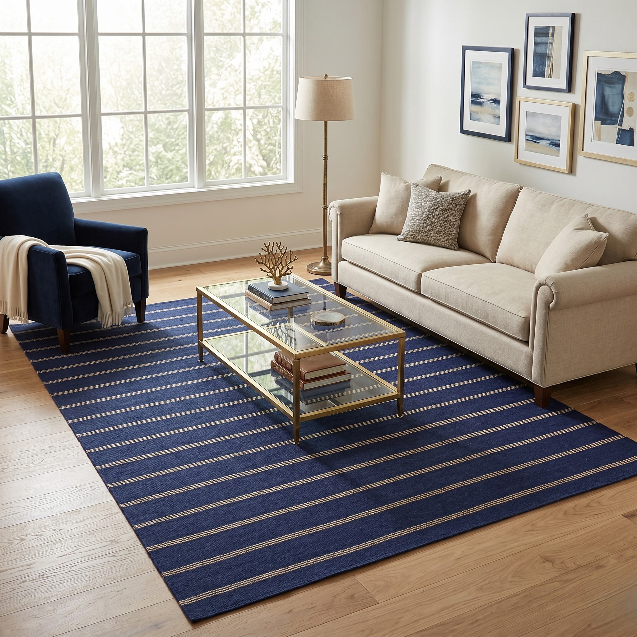 Ox Bay Striped Hand-Made Area Rug, 12' x 9'