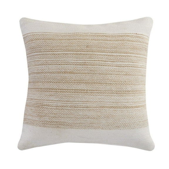 Ox Bay Maisy Natural/White Color Block Cotton Blend Adult Decorative Throw Pillow