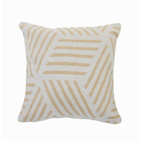 Ox Bay Stylish Abstract Striped Cotton Throw Pillow, Beige / White, 20 in. Square, Count per Pack 1