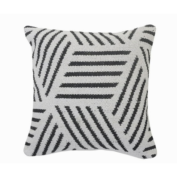 Ox Bay Stylish Geometric Striped Throw Pillow, Black / White, 20 in. Square, Count per Pack 1