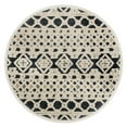 thumbnail image 1 of Ox Bay Talia 6' Round Ivory/Blue Diamond Striped Wool Indoor Area Rug, 1 of 9
