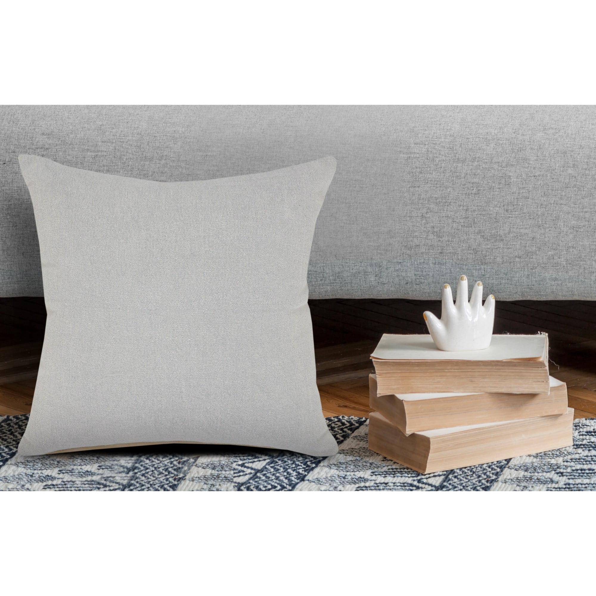 Harlow Hill Solid Loomed Square Cotton Throw Pillow Cover - 20" - Gray