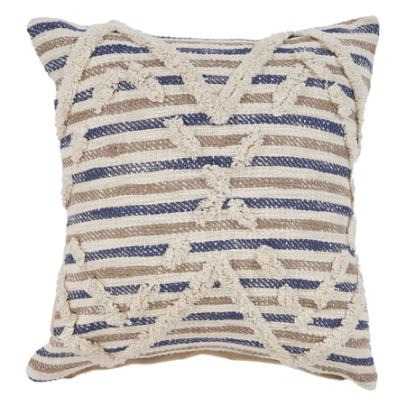 Ox Bay Joy Blue/Natural Diamond Cotton Adult Decorative Throw Pillow