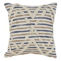 Ox Bay Joy Blue/Natural Diamond Cotton Adult Decorative Throw Pillow