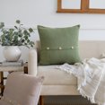 thumbnail image 1 of Ox Bay Theo 20" x 20" Forest Green Buttoned Cotton Adult Decorative Throw Pillow Cover, 1 of 10