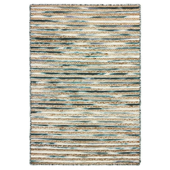 Ox Bay Topanga Braided Jute Gray 5 x 8 Striped Indoor Area Rug