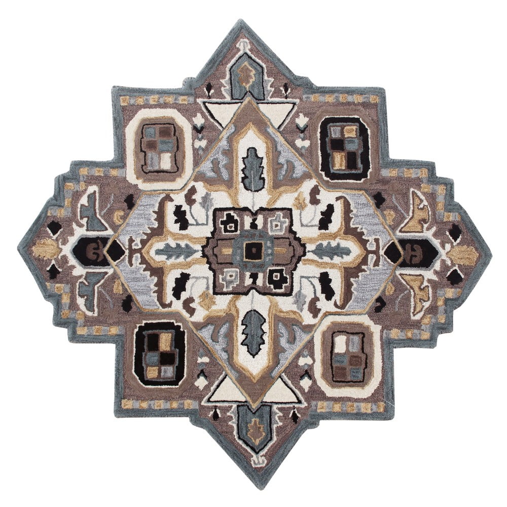 Handmade Gray Wool Square Tufted Area Rug, 5' x 5'
