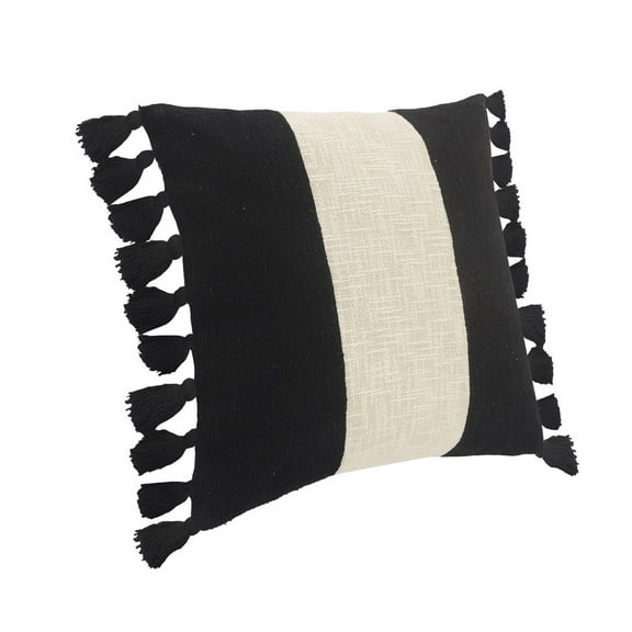 Ox Bay Siena White/Black Striped Cotton Adult Decorative Throw Pillow