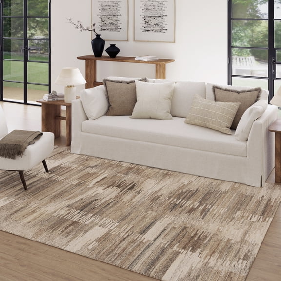 Ox Bay Truchas 7'9" x 9'9" Brown/Beige Abstract New Zealand Wool Blend Indoor Area Rug