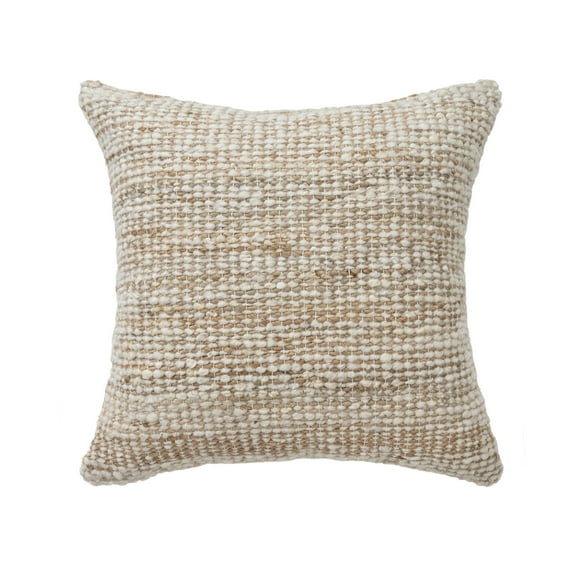Ox Bay Tulsa 22" x 22" Ivory/Natural Striped Wool Blend Adult Decorative Throw Pillow