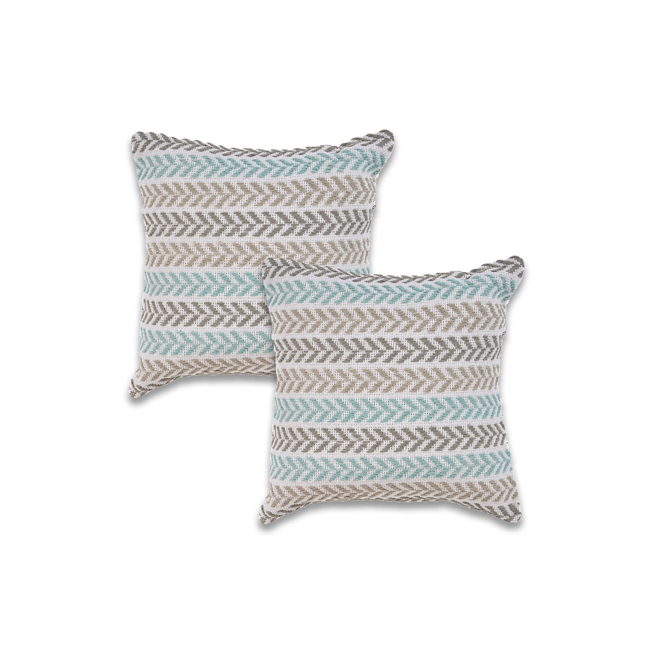 Ox Bay Turquoise Chevron Organic Cotton Square 2 Piece Pillow Feather Filled Set