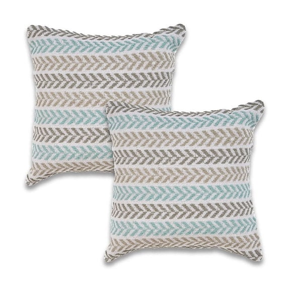 LR Home Altair Cotton Pillow Set of 2 in Blue/Gray, 18" x 18"