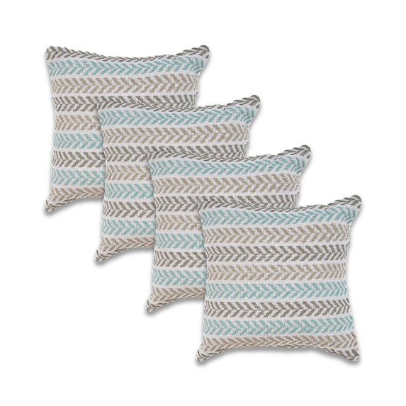 LR Home Altair Cotton Pillow Set of 4 in Blue/Gray, 18" x 18"