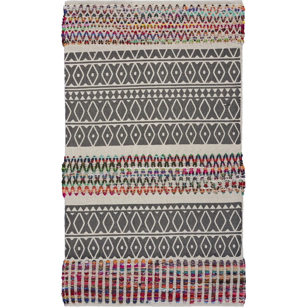 Vogue Geometric Gray Cotton & Synthetic 3' x 5' Area Rug
