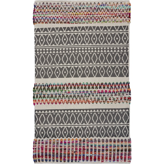 Ox Bay Vogue 3 ft. x 5 ft. Multi-color Ethnic Fusion Geometric Chindi Area Rug