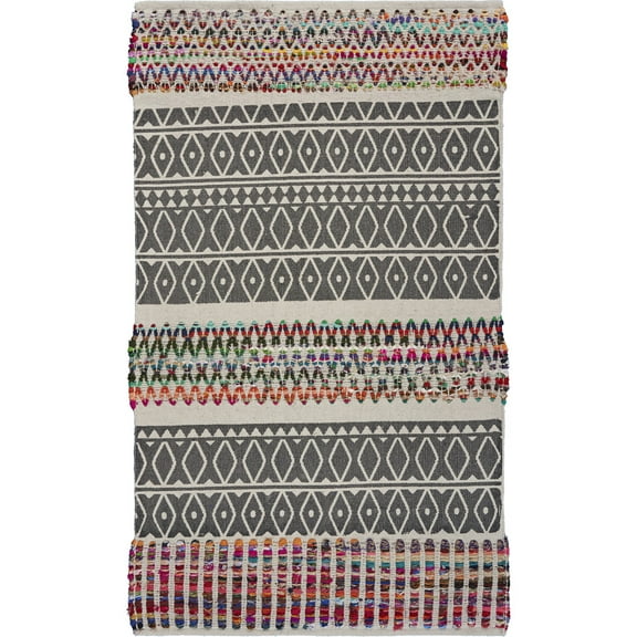 Ox Bay Vogue 3 ft. x 5 ft. Multi-color Ethnic Fusion Geometric Chindi Area Rug