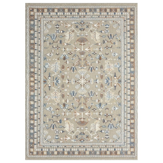 Ox Bay Wesley 5'3" x 7', Taupe/Beige Traditional Washable Indoor Area Rug by Evette Rios