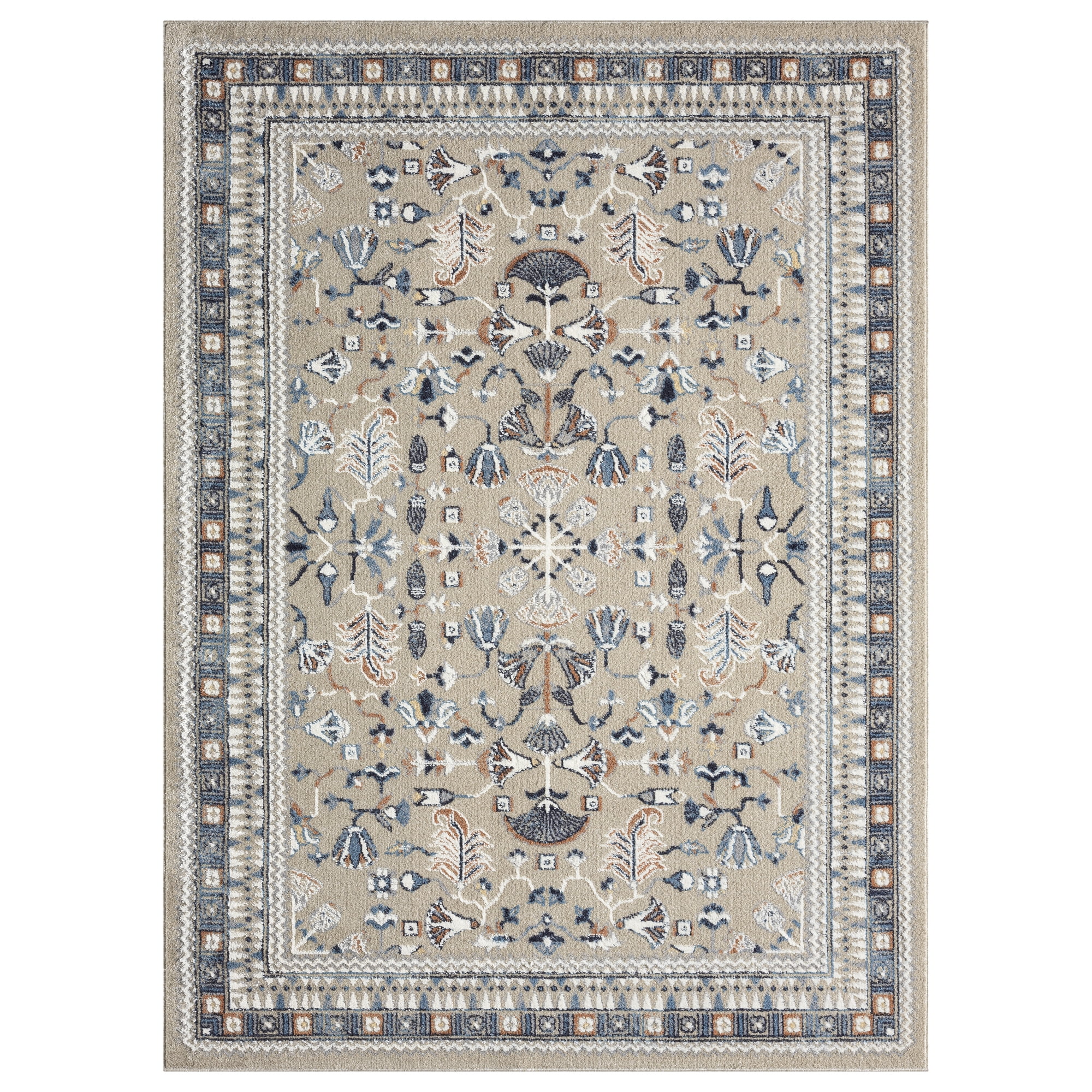 Ox Bay Wesley 7'9" x 9'9", Blue/Taupe Traditional Washable Indoor Area Rug by Evette Rios