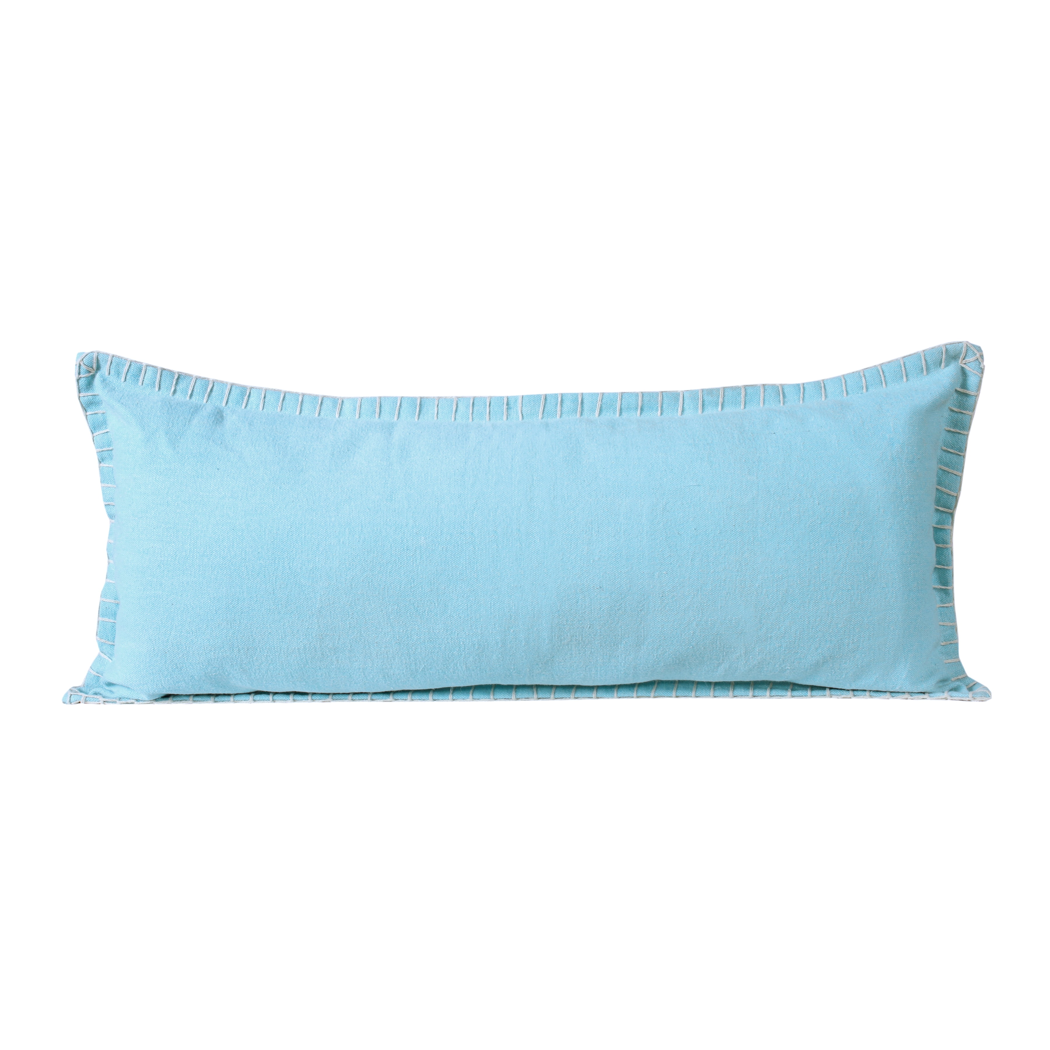 Ox Bay Wilma 14" x 36" Bright Blue Stitch Bordered Cotton Adult Decorative Throw Pillow Cover