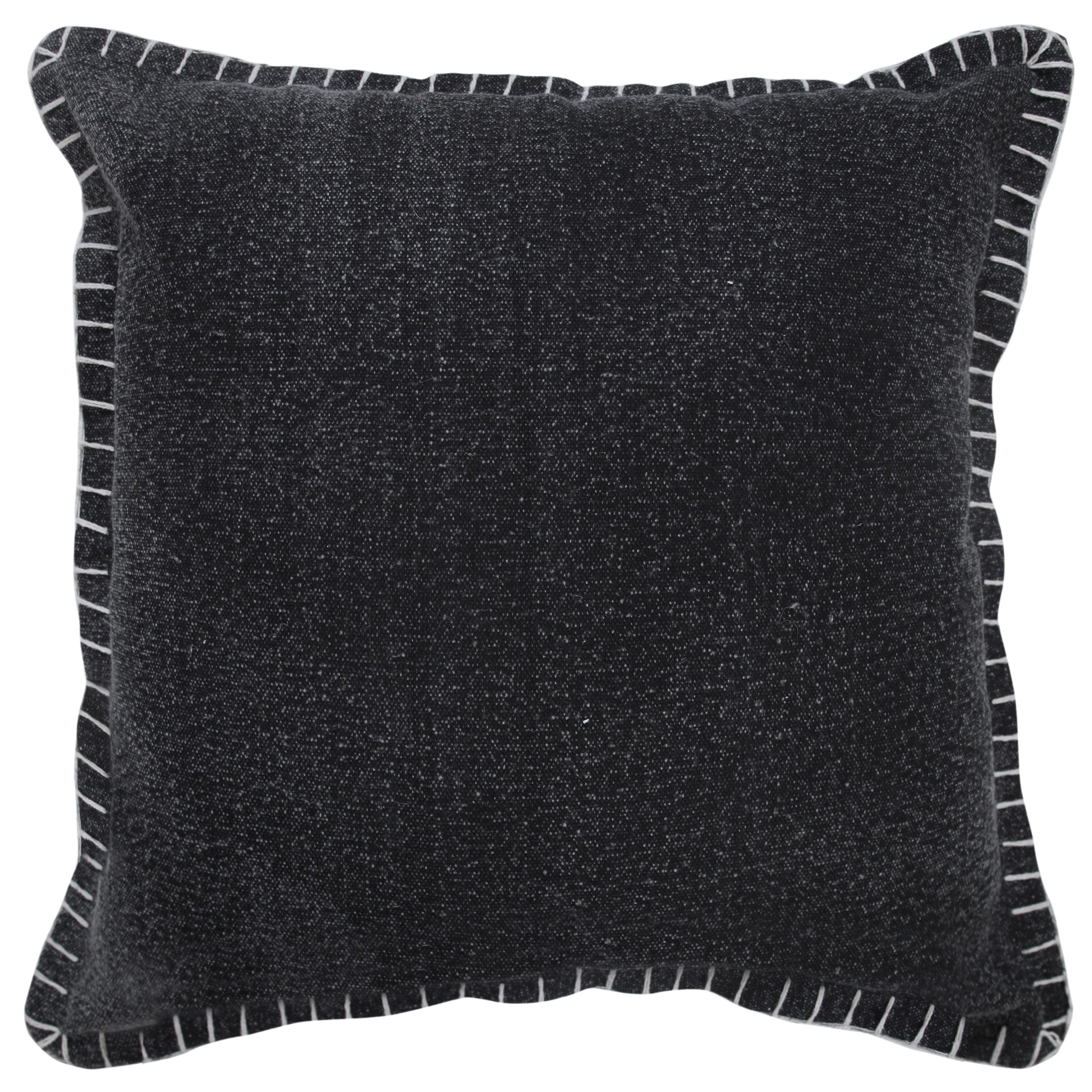 Ox Bay Wilma 20" x 20" Jet Black Stitch Bordered Cotton Adult Decorative Throw Pillow