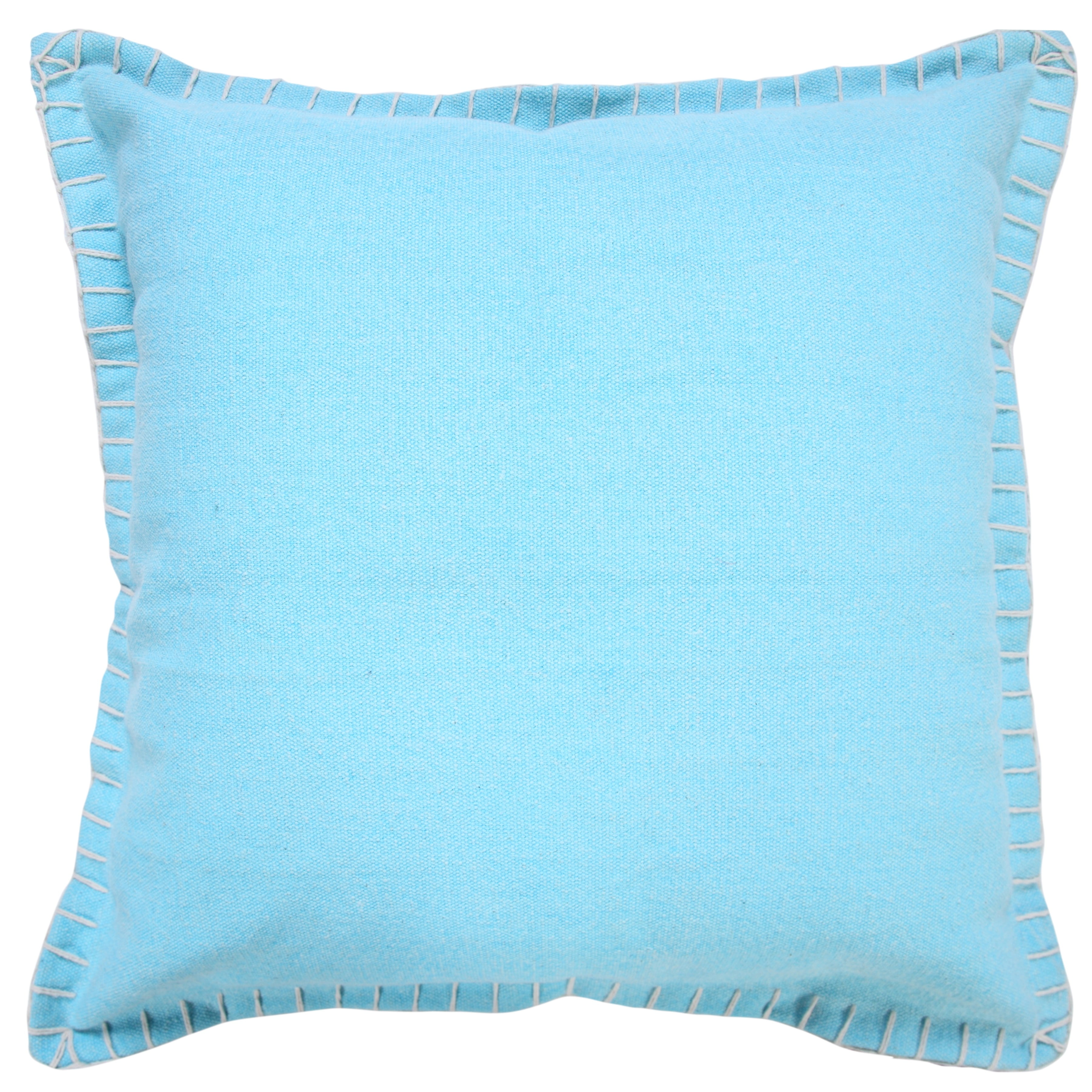 Ox Bay Wilma 20" x 20" Bright Blue Stitch Bordered Cotton Adult Decorative Throw Pillow Cover