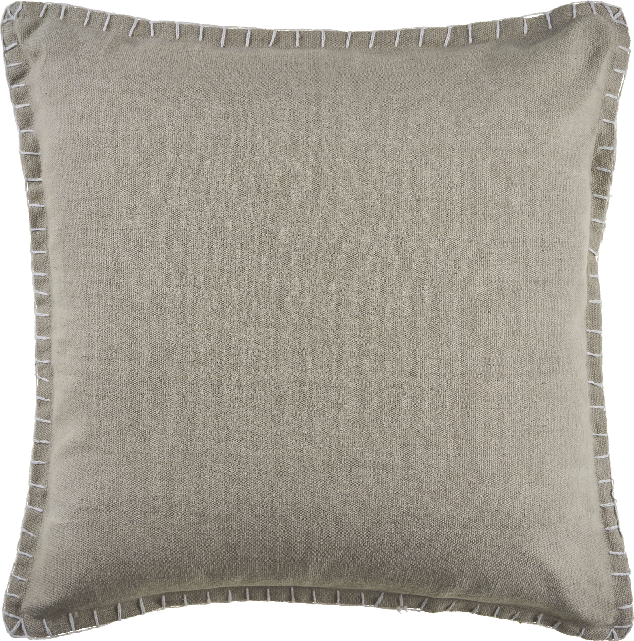 Light Twine Square Embroidered Cotton Throw Pillow