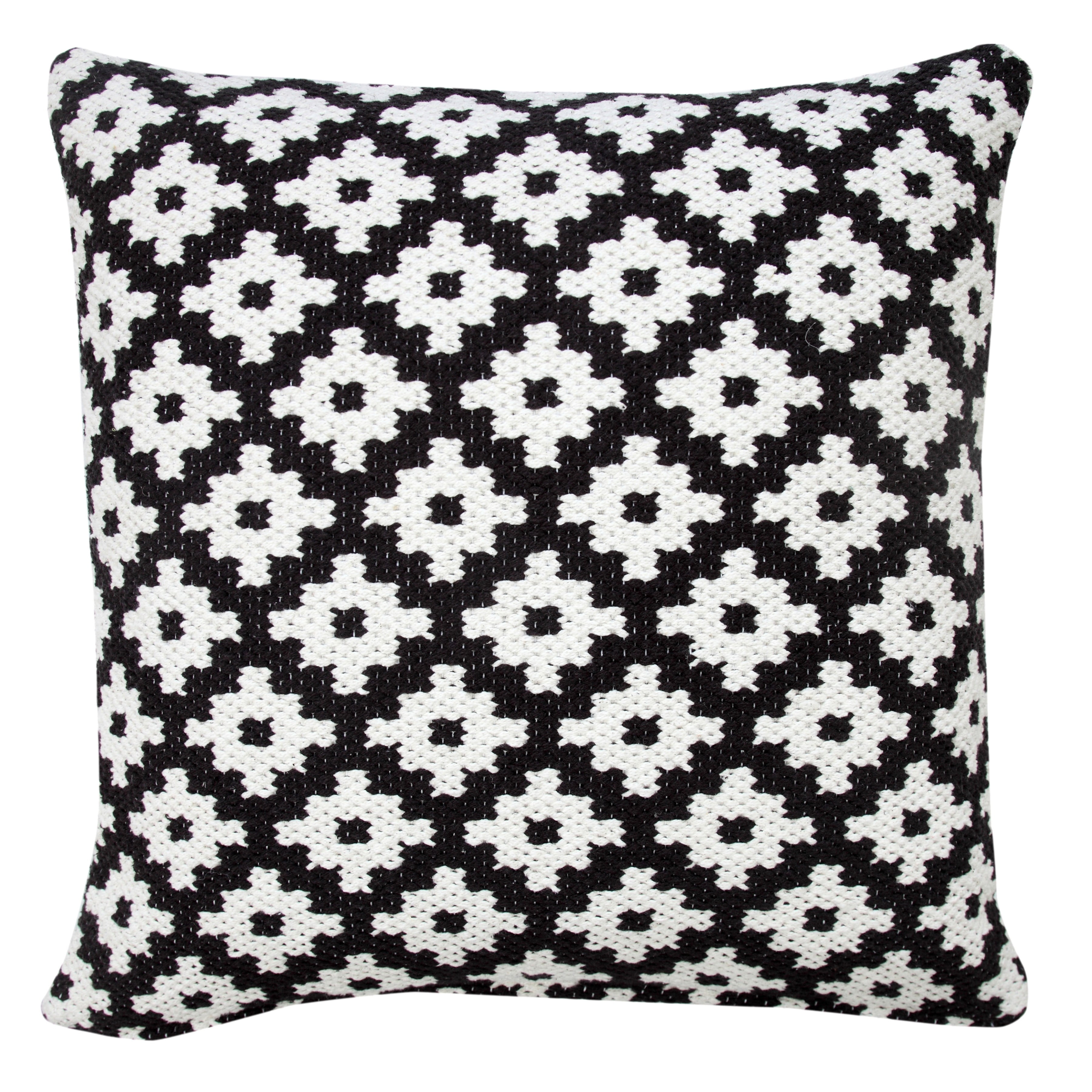Ox Bay Woven Geometric Throw Pillow, Black and White, 20" Square, Count Per Pack 1
