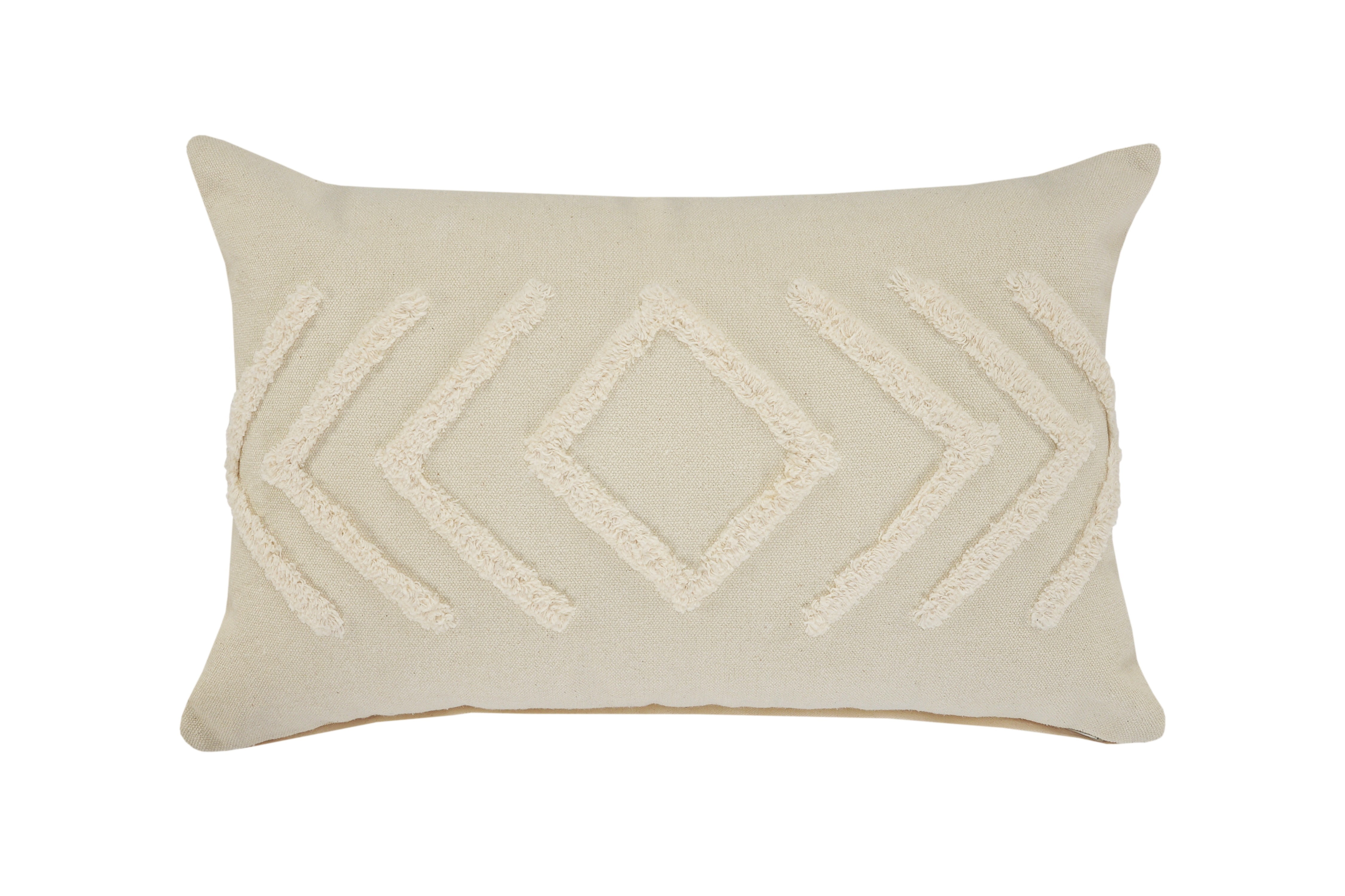 Ox Bay Woven Paths Directional Diamond Lumbar Throw Pillow, 16" x 24", Off-White