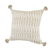 Ox Bay Woven Paths Geometric Jute Tasseled Throw Pillow, 20" x 20", Ivory