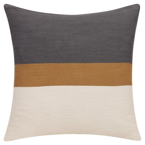 Ox Bay Xander 20" x 20" Gray/Ivory Striped Cotton Reversible Adult Decorative Throw Pillow