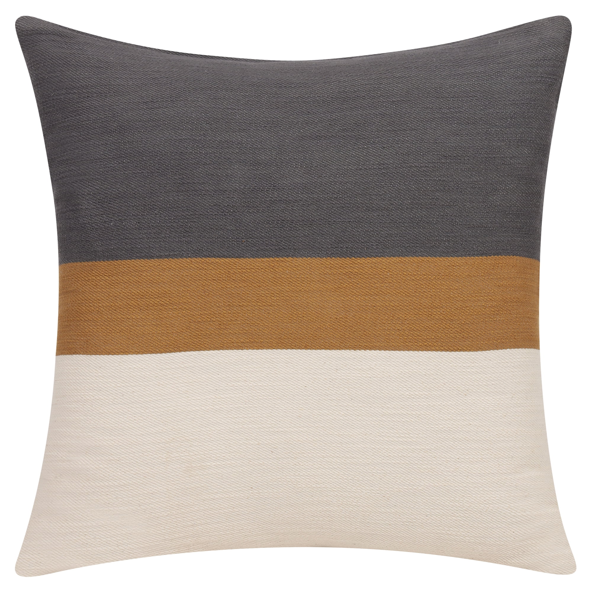 Ox Bay Xander 24" x 24" Gray/Ivory Striped Cotton Reversible Adult Decorative Throw Pillow Cover