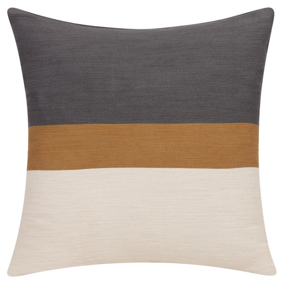 Ox Bay Xander 24" x 24" Gray/Ivory Striped Cotton Reversible Adult Decorative Throw Pillow