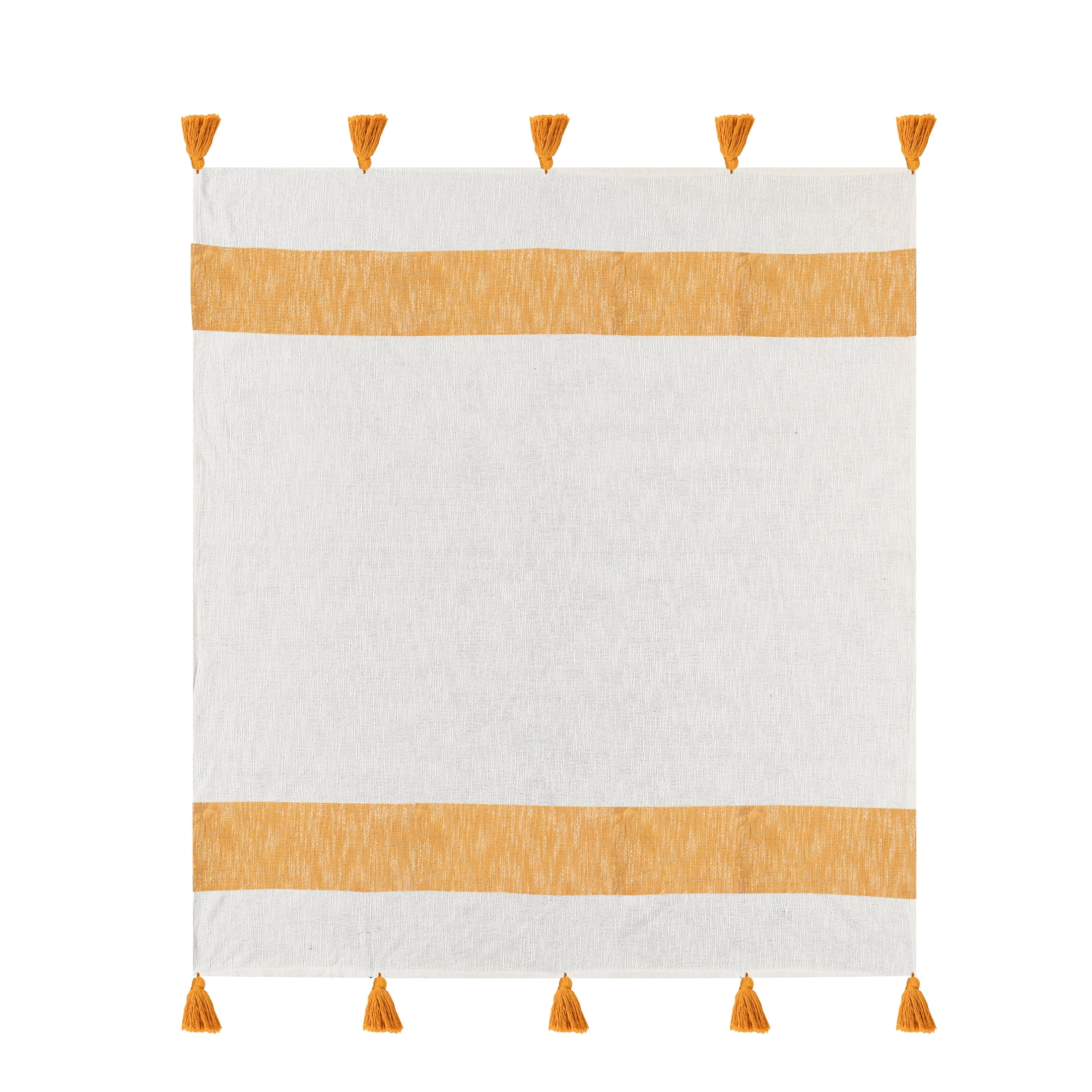 Ox Bay Yellow Coastal Striped Adult Cotton Throw Blanket, 50" x 60"