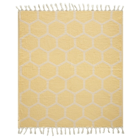 Ox Bay Yellow Honeycomb Hexagon Ultra-Soft Turkish Cotton Adult Throw Blanket, 50" x 60'