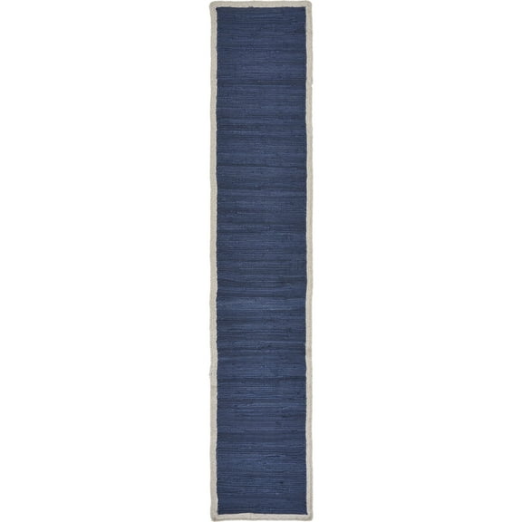 Ox Bay Zest Bohemian Cotton Table Runner, Indigo/Cream Bordered 6’8” Length