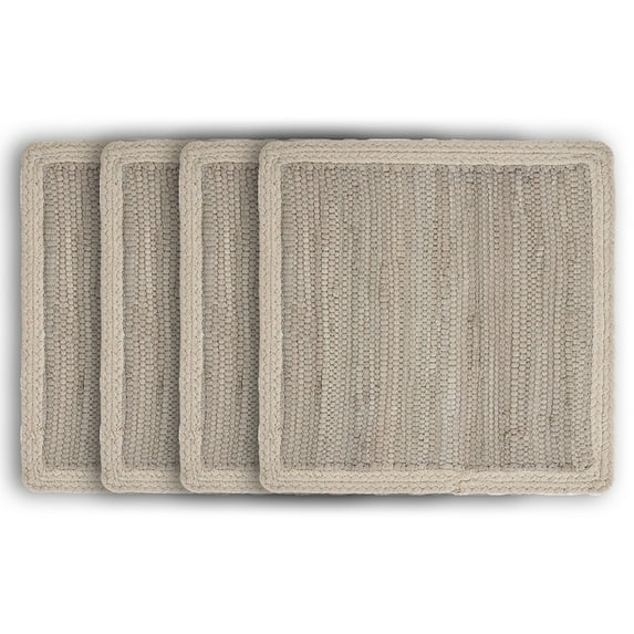 Ox Bay Zest Set of 4 Cotton Placemats, Gray/Cream Bordered